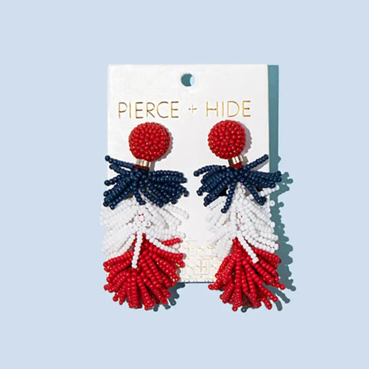 Red White Blue Color Block Tassel Earring | Patriotic Tassel