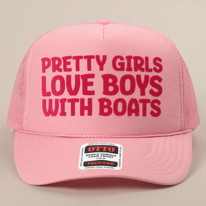 Pretty Girls Love Boys with Boats Mesh Trucker Hat
