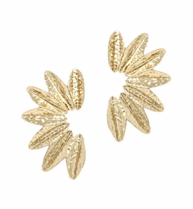 Pierce + Hide - Textured Gold Wing Earrings | Gold Accordion Wing