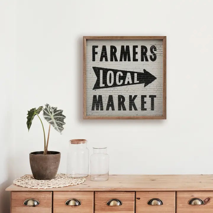 Farmer’s Local Market Wood Sign – 8x8x1.5