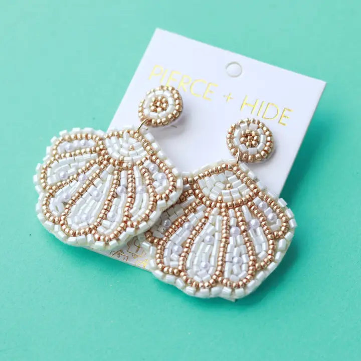 Custom Beaded Clam Earring | Nautical Earrings