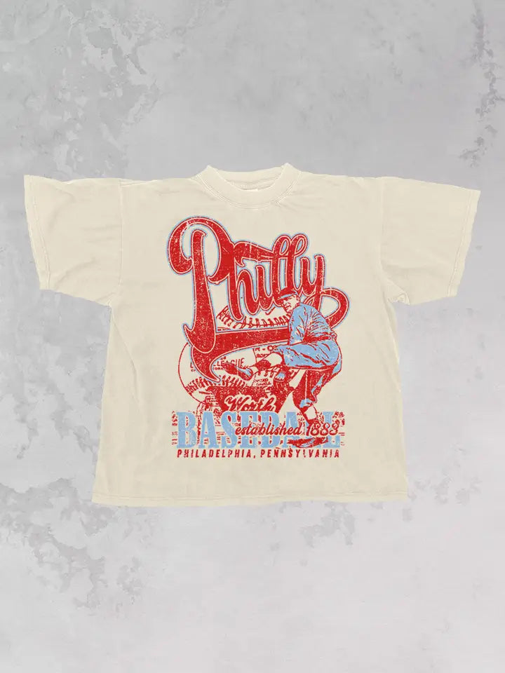 90's Vintage Philadelphia Baseball Oversized Tshirt - PRE-ORDER