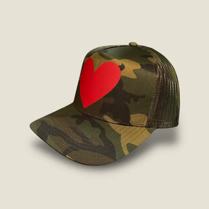 Big Red Heart Classic Trucker Hat | Camo