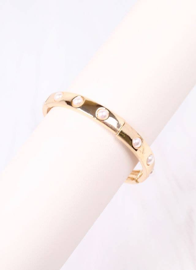 Caroline Hill - Addy Stretch Bracelet with Pearls GOLD