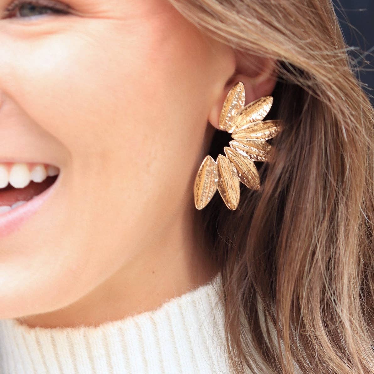 Pierce + Hide - Textured Gold Wing Earrings | Gold Accordion Wing