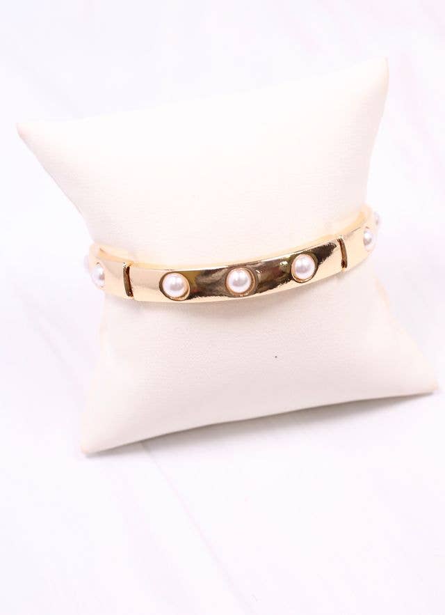 Caroline Hill - Addy Stretch Bracelet with Pearls GOLD