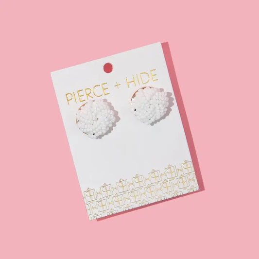 Custom Beaded Knot Stud Earrings | Knotted Stud - WHITE