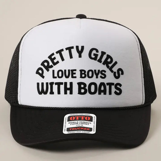 Pretty Girls Love Boys with Boats Mesh Trucker Hat