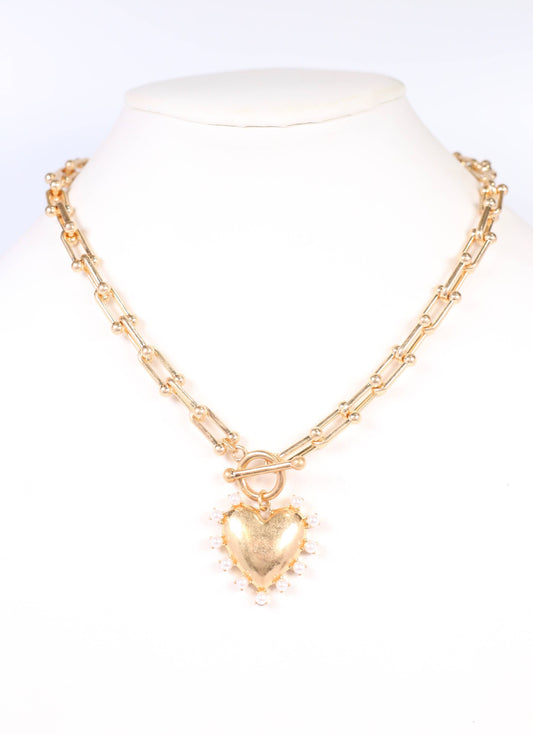 Caroline Hill - Shapiro Pearl Heart Necklace GOLD