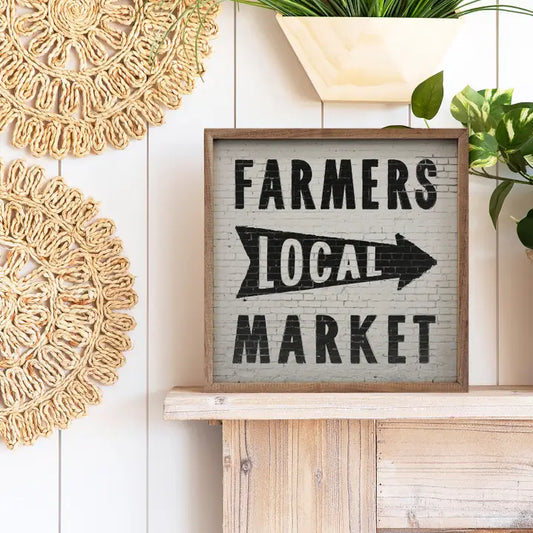 Farmer’s Local Market Wood Sign – 8x8x1.5