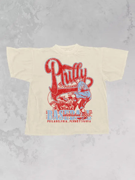 90's Vintage Philadelphia Baseball Oversized Tshirt - PRE-ORDER