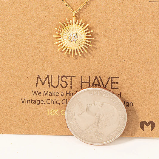Circle Sunshine Ray Pendant Necklace