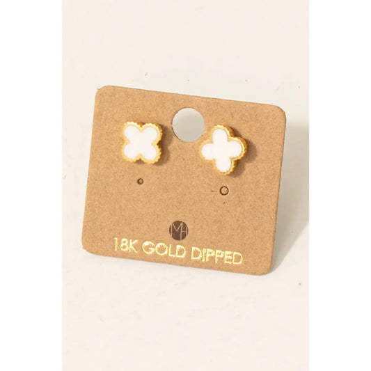 Gold Dipped Clover Stud Earrings