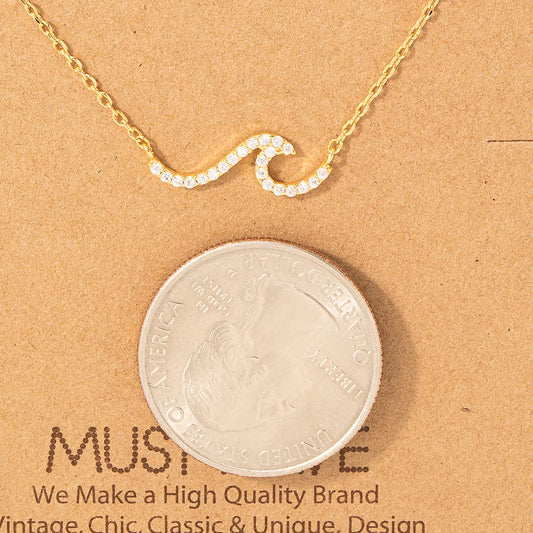 Pave Wave Pendant Necklace