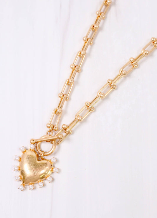 Caroline Hill - Shapiro Pearl Heart Necklace GOLD