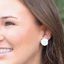 Custom Beaded Knot Stud Earrings | Knotted Stud - WHITE