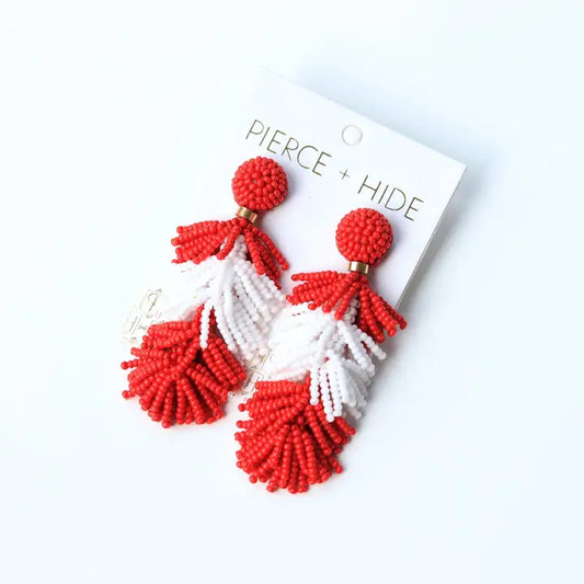Red/White Tiered Tassel Earrings| Game Day Earrings