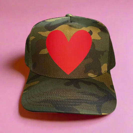 Big Red Heart Classic Trucker Hat | Camo