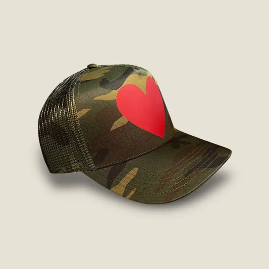 Big Red Heart Classic Trucker Hat | Camo