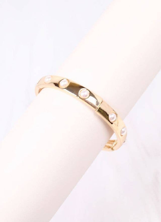 Caroline Hill - Addy Stretch Bracelet with Pearls GOLD